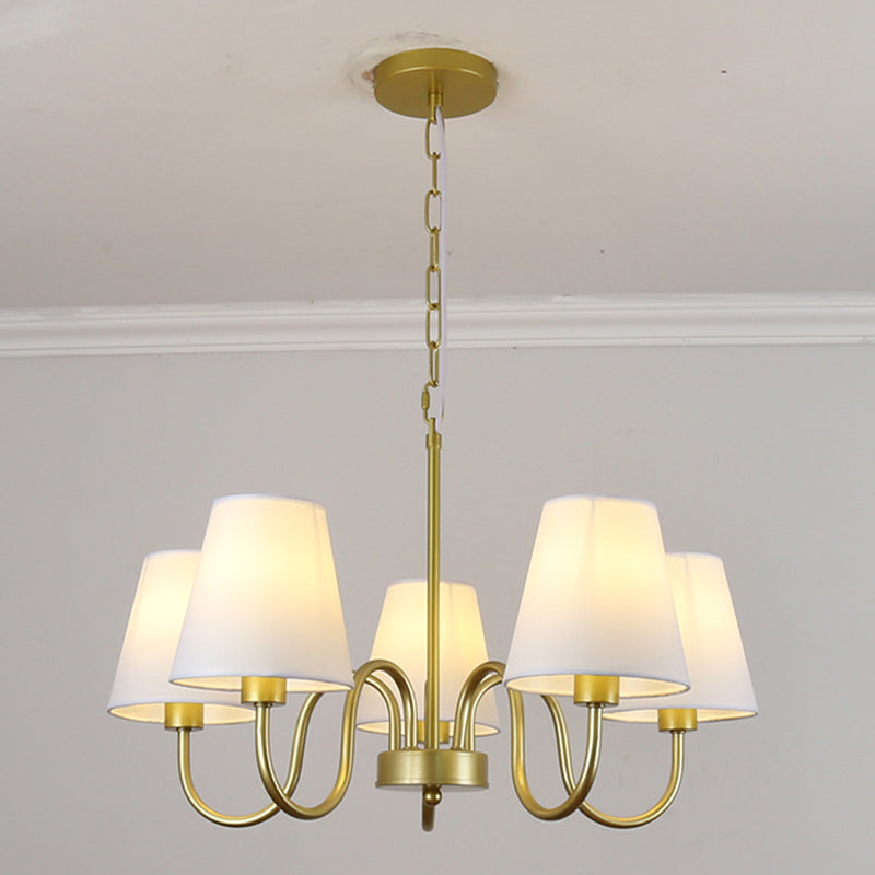 Traditional Style Chandelier Light Fabric Shade Lighting Fixture for Living Room