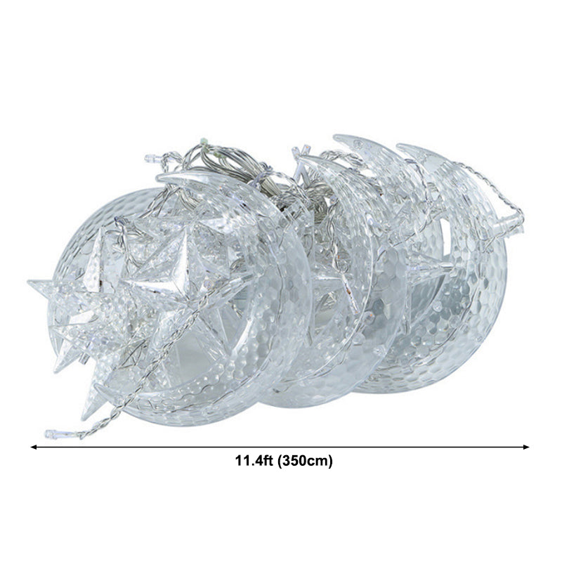 Moon and Star Curtain String Lamps Artistic Plastic 12-Head LED Festive Light