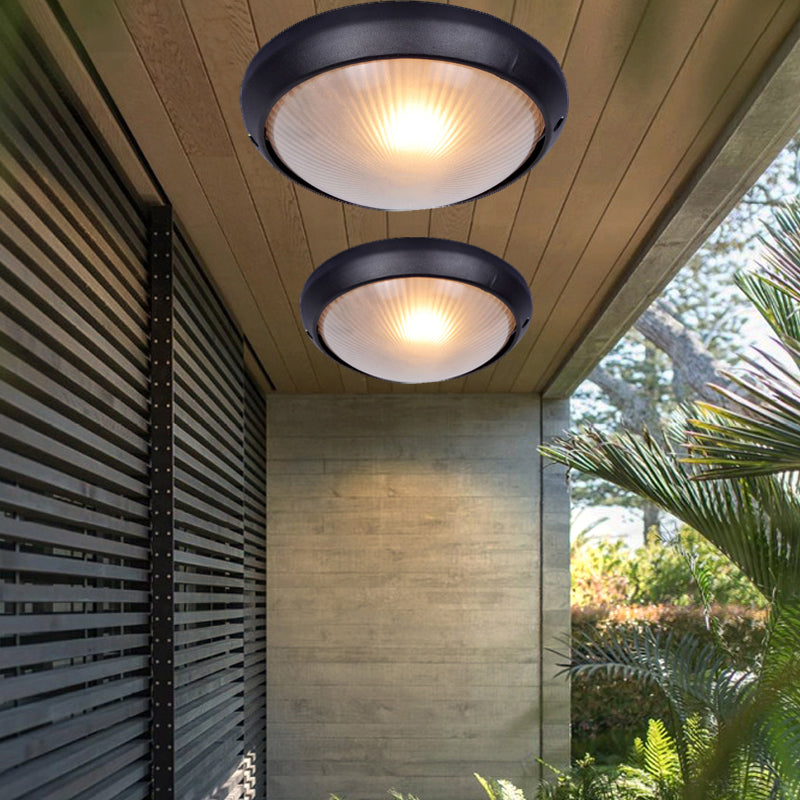 1-Light Flush Mount Light Fixture Traditional Dome Close To Ceiling Lamp with White Glass Shade