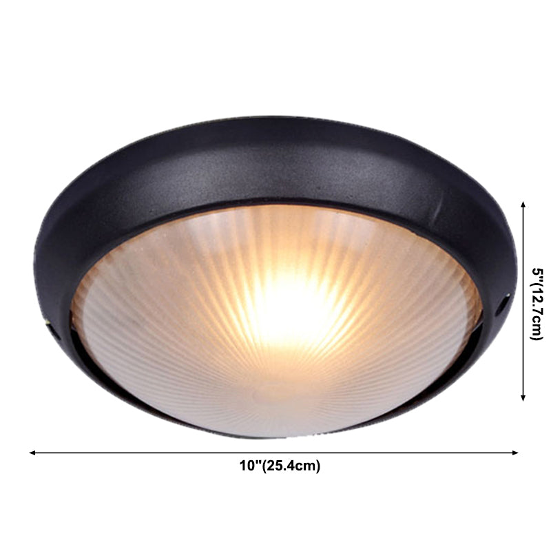 1-Light Flush Mount Light Fixture Traditional Dome Close To Ceiling Lamp with White Glass Shade