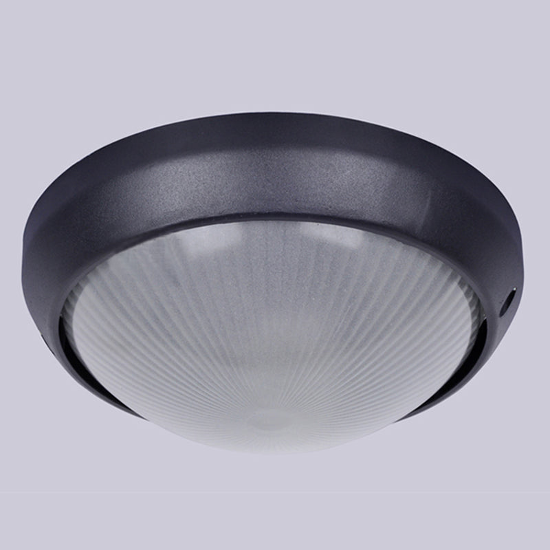 1-Light Flush Mount Light Fixture Traditional Dome Close To Ceiling Lamp with White Glass Shade