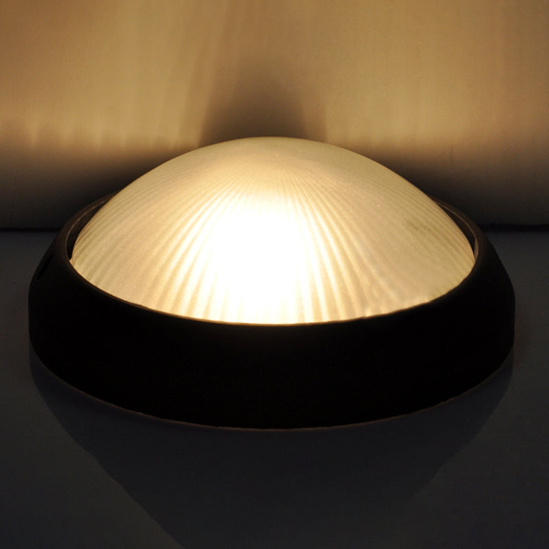 1-Light Flush Mount Light Fixture Traditional Dome Close To Ceiling Lamp with White Glass Shade