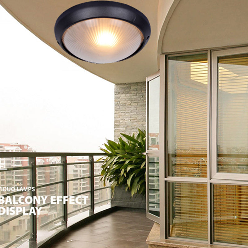1-Light Flush Mount Light Fixture Traditional Dome Close To Ceiling Lamp with White Glass Shade