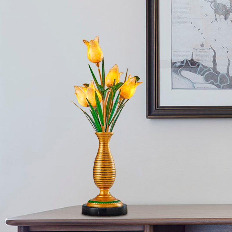 Gouden Tulp LED TAK LAMP AMERIKAANSE GARDEN METAL 5 Lichten woonkamer nachtkastje licht