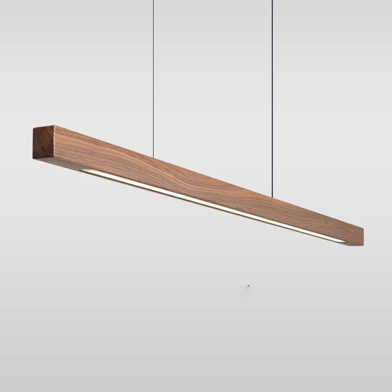 Solid Wood Island Light Modern Style Minimalist Linear Pendant Lamp for Dining Room
