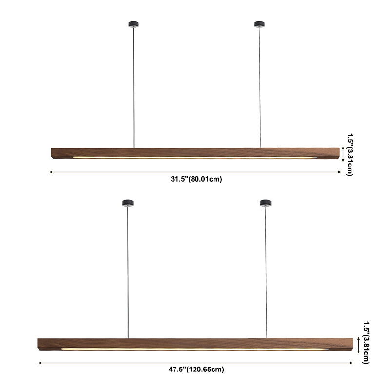Solid Wood Island Light Modern Style Minimalist Linear Pendant Lamp for Dining Room