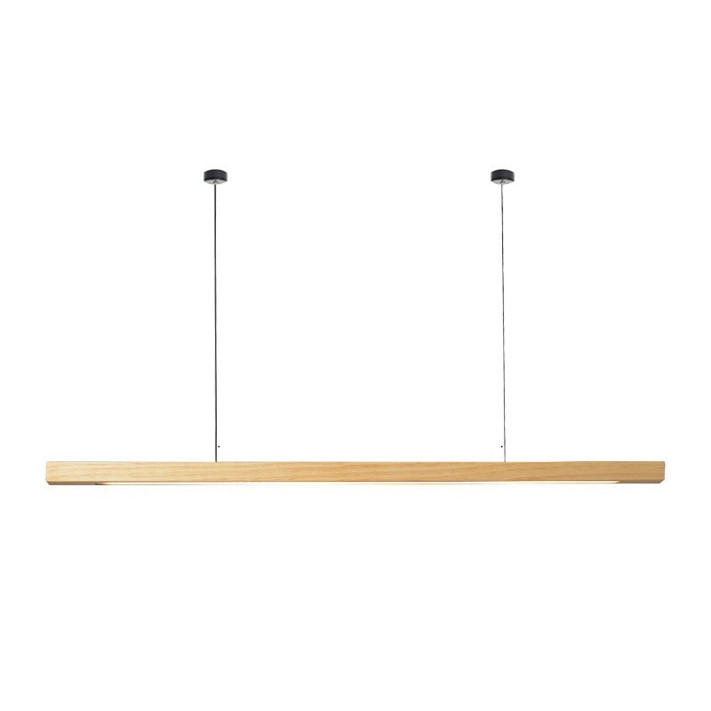 Solid Wood Island Light Modern Style Minimalist Linear Pendant Lamp for Dining Room