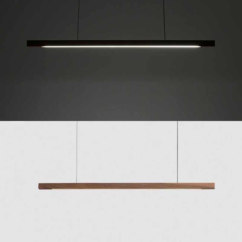 Solid Wood Island Light Modern Style Minimalist Linear Pendant Lamp for Dining Room