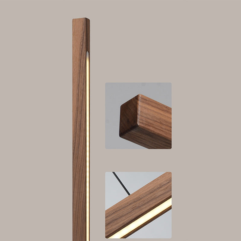 Solid Wood Island Light Modern Style Minimalist Linear Pendant Lamp for Dining Room