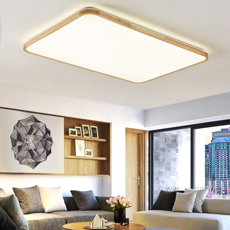 Modern Style Geometrische Bündige Deckenbefestigung 1-Light Holz Flush Ceiling Light