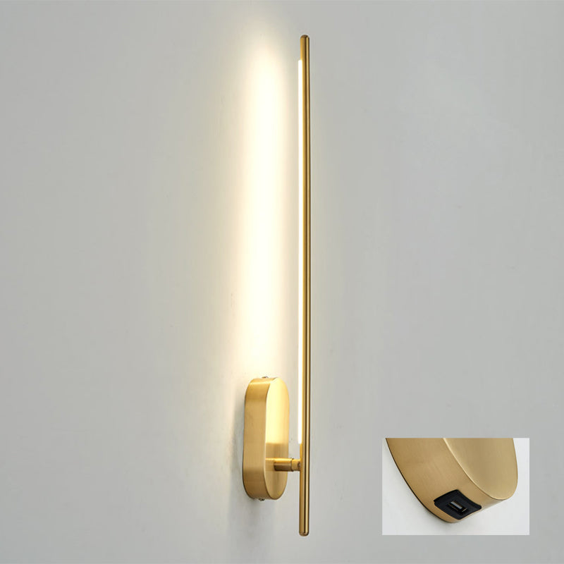 Stick geformte Metallleuchte zeitgenössische goldene LED -Wandlampe für Wohnzimmer