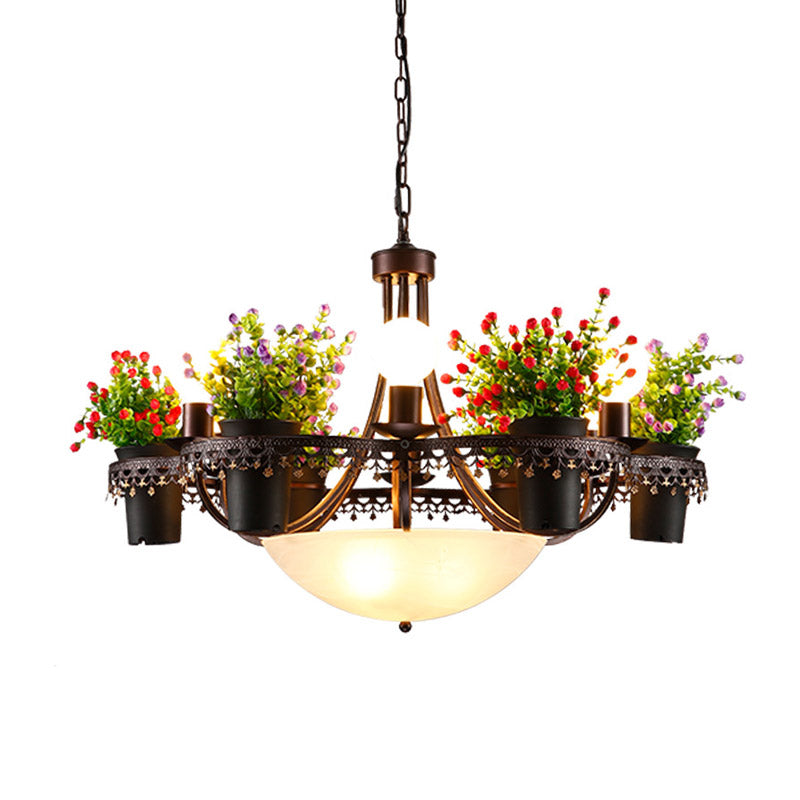 9 luces Bombilla desnuda Candelier Industrial Black Metal Led Flower Light para restaurante