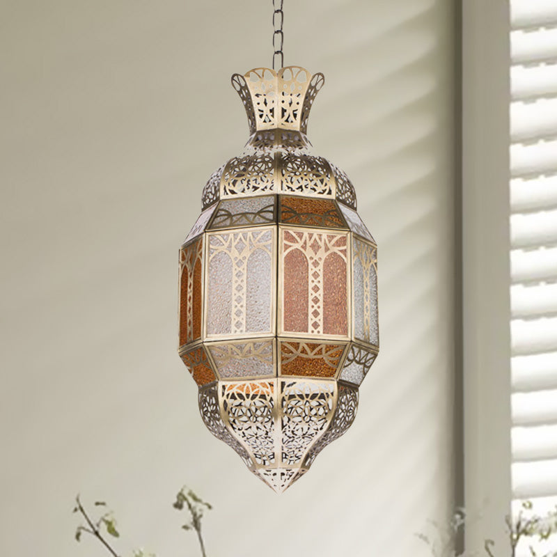 Metal Brass Finish Hanging Lighting Lantern 1-Head Traditional Ceiling Pendant Lamp