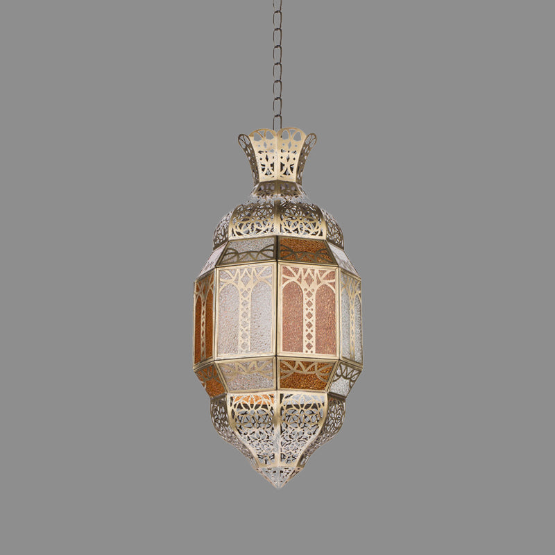 Metal Brass Finish Hanging Lighting Lantern 1-Head Traditional Ceiling Pendant Lamp