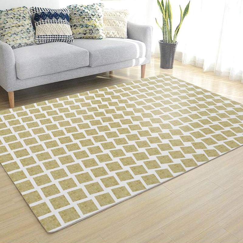 Apricot Modern Area Carpet Plain Pattern Polyester Area Rug Non-Slip Backing Rug for Living Room