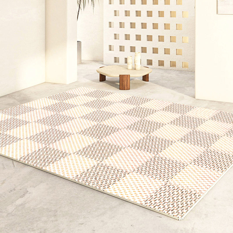 Apricot Modern Area Carpet Plain Pattern Polyester Area Rug Non-Slip Backing Rug for Living Room