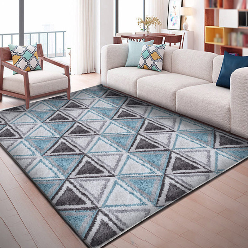 Modern Living Room Area Carpet Geometric Pattern Polyester Area Rug Anti-Slip Easy Care Rug