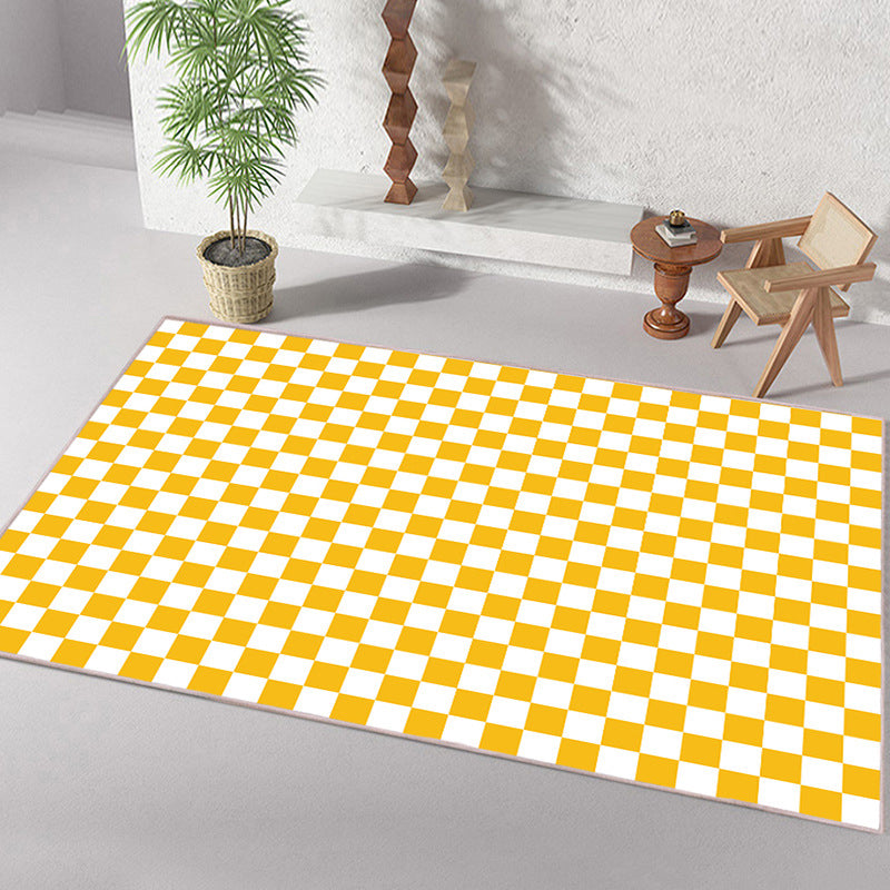 Hip Hop Home Decoration Rug Checkered Printed Carpet Polyester Non-Slip Backing Indoor Carpet
