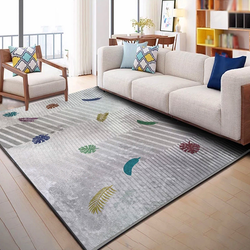 Apricot Modern Area Rug Geometric Pattern Polyester Area Carpet Stain Resistant Rug for Home Decor