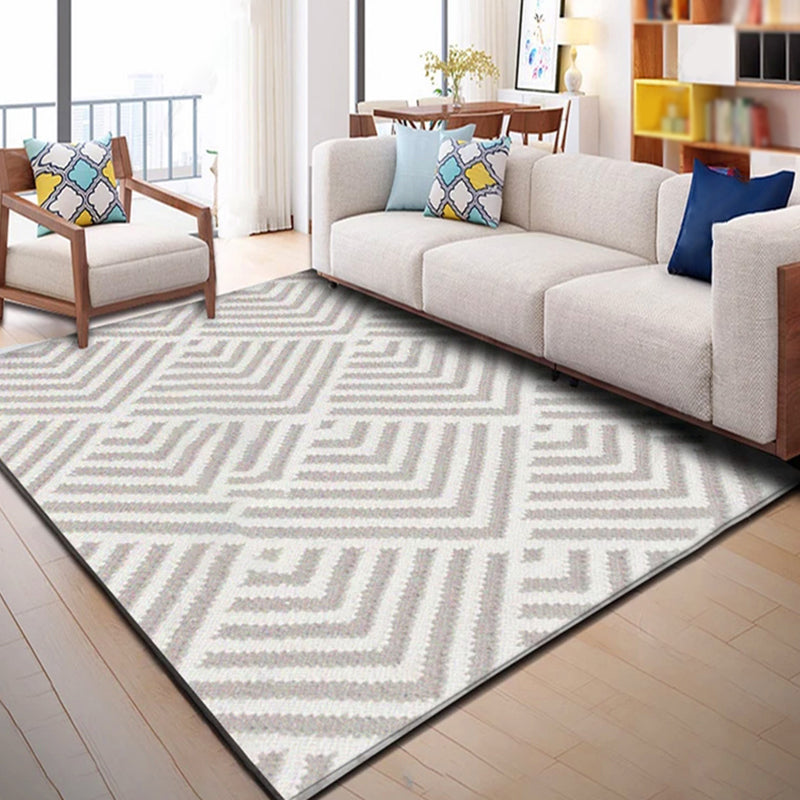 Apricot Modern Area Rug Geometric Pattern Polyester Area Carpet Stain Resistant Rug for Home Decor