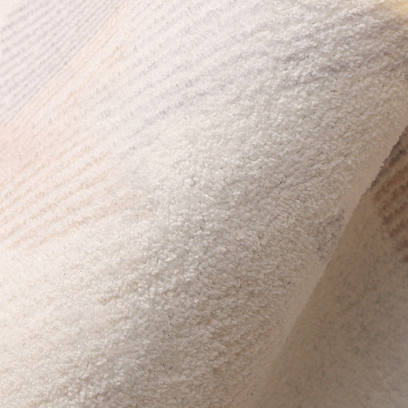 Beige Living Room Area Rug Geometric Pattern Modern Area Carpet Polyester Non-Slip Backing Rug