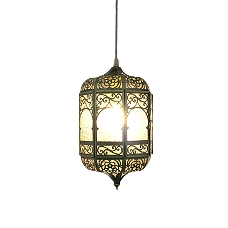 Antiqued Barrel Pendant Lighting 1 Bulb Metallic Hanging Ceiling Light in Brass for Corridor