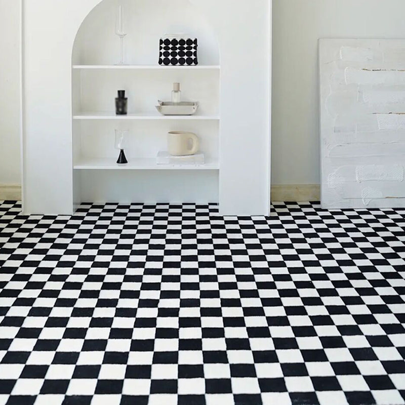 Chic Modern Area Carpet Plaid Pattern Polyester Area Rug Non-Slip Backing Rug for Home Decor