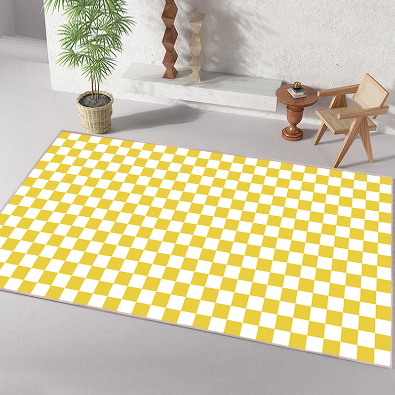Chic Modern Area Carpet Plaid Pattern Polyester Area Rug Non-Slip Backing Rug for Home Decor