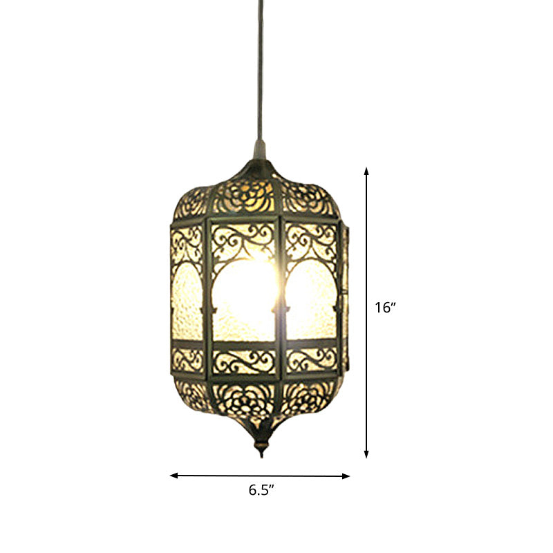 Antiqued Barrel Pendant Lighting 1 Bulb Metallic Hanging Ceiling Light in Brass for Corridor
