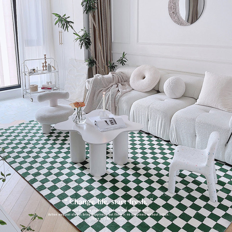 Chic Modern Area Carpet Plaid Pattern Polyester Area Rug Non-Slip Backing Rug for Home Decor