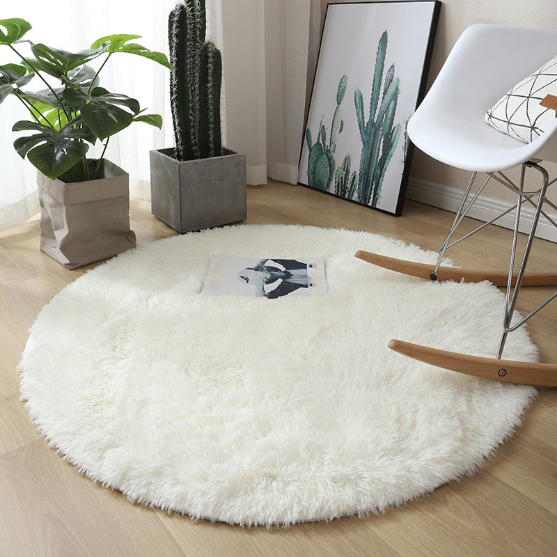Round Plain Shag Trug Polyester Modern tapijt Non-slip achterbreien binnen tapijt voor woonkamer