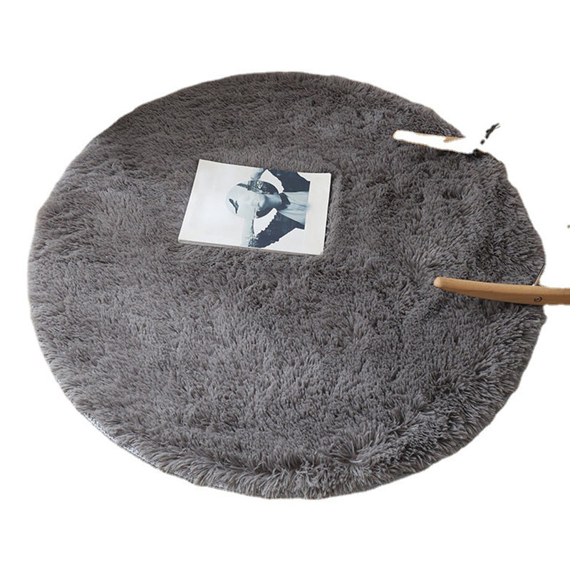 Round Plain Shag Trug Polyester Modern tapijt Non-slip achterbreien binnen tapijt voor woonkamer