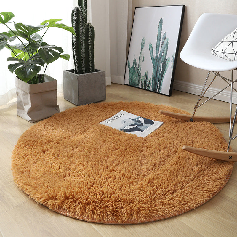 Round Plain Shag Trug Polyester Modern tapijt Non-slip achterbreien binnen tapijt voor woonkamer