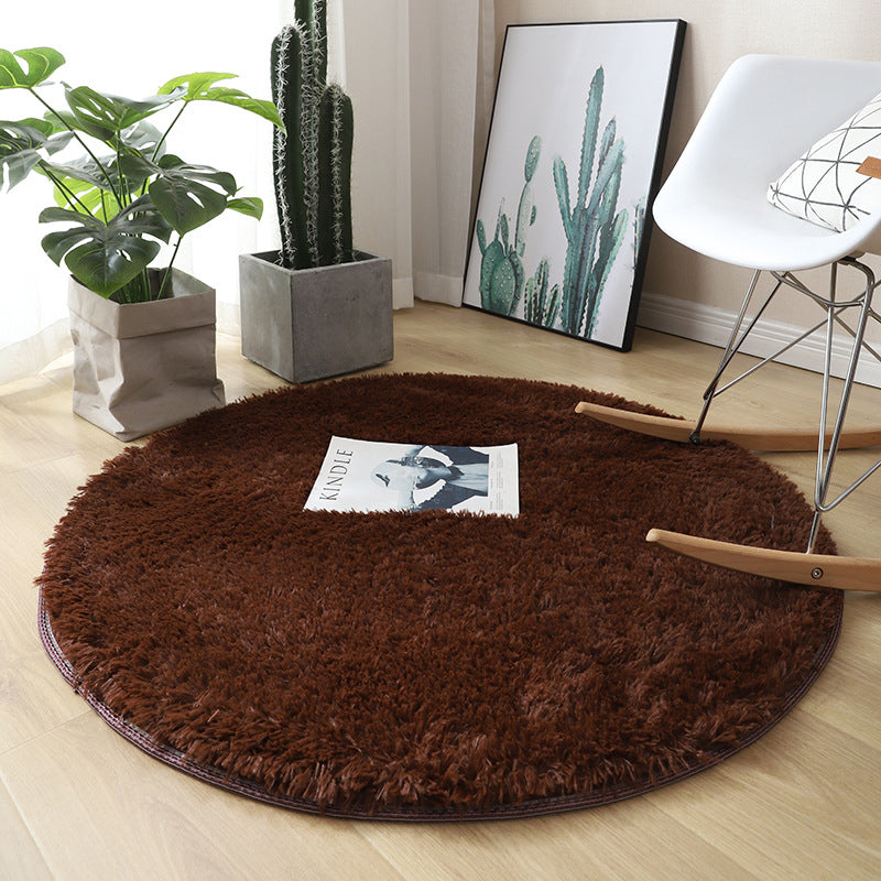 Round Plain Shag Trug Polyester Modern tapijt Non-slip achterbreien binnen tapijt voor woonkamer