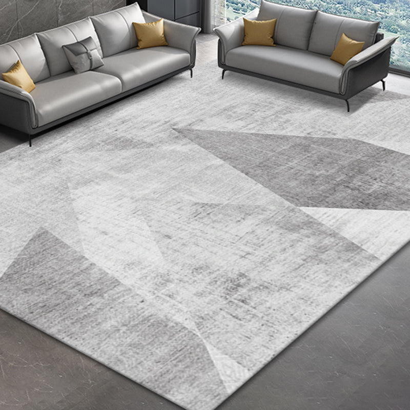 Light Grey Modern Rug Blending Graphic Industrial Rug Non-Slip Backing Rug for Home Decor