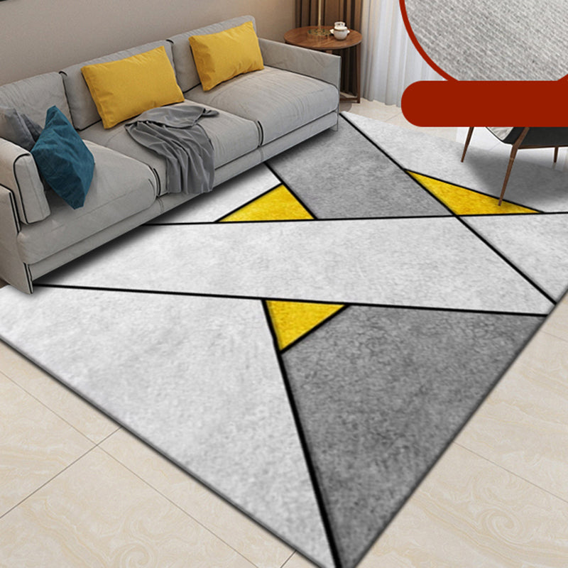 Light Grey Graphic Rug Blending Modern Indoor Rug Non-Slip Backing Rug for Living Room