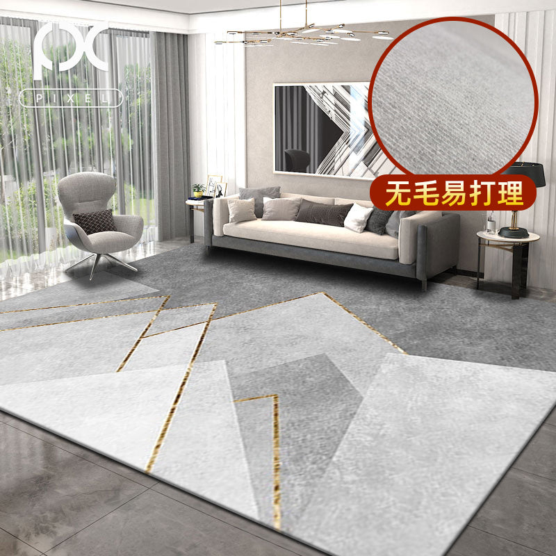 Light Grey Graphic Rug Blending Modern Indoor Rug Non-Slip Backing Rug for Living Room