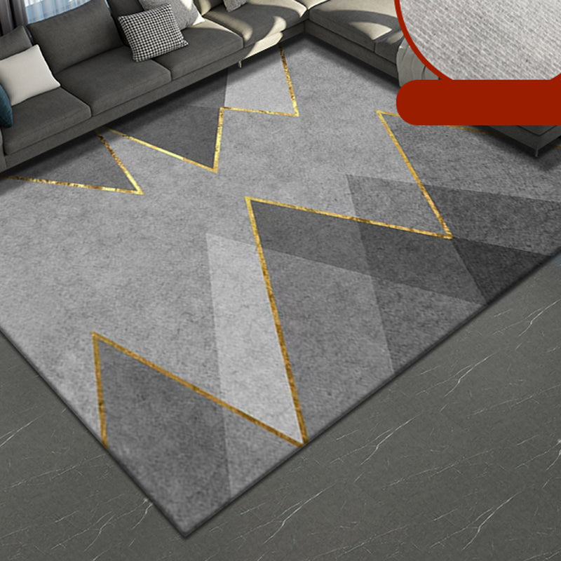 Light Grey Graphic Rug Blending Modern Indoor Rug Non-Slip Backing Rug for Living Room