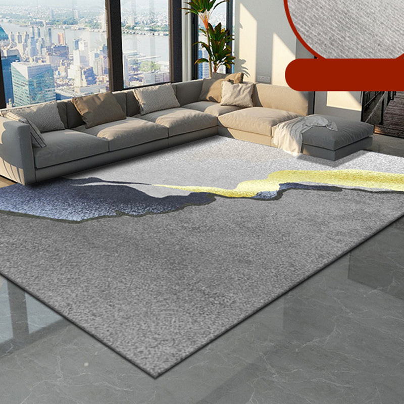 Light Grey Graphic Rug Blending Modern Indoor Rug Non-Slip Backing Rug for Living Room