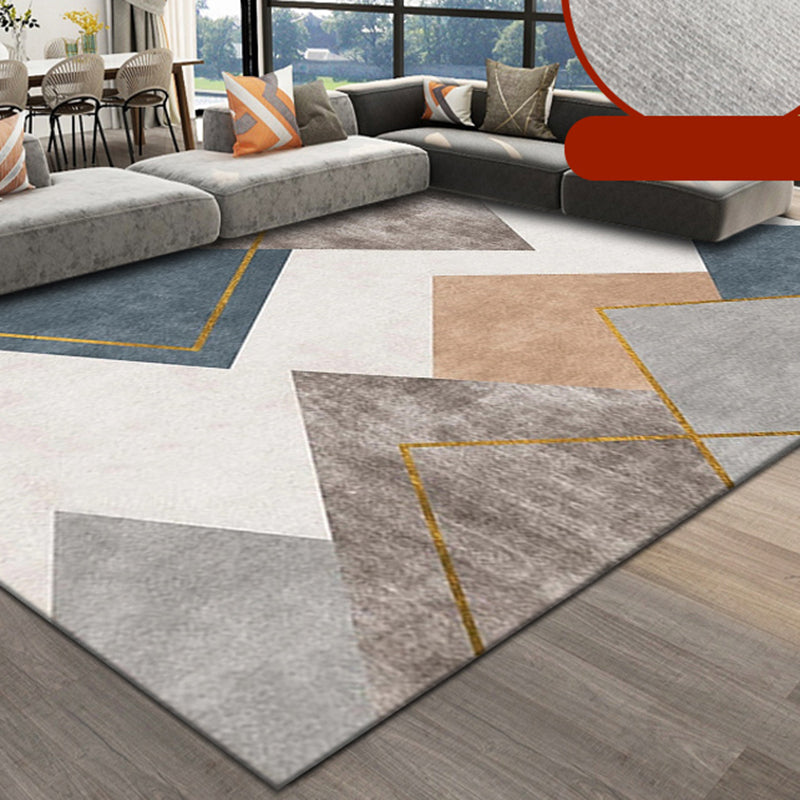 Light Grey Graphic Rug Blending Modern Indoor Rug Non-Slip Backing Rug for Living Room