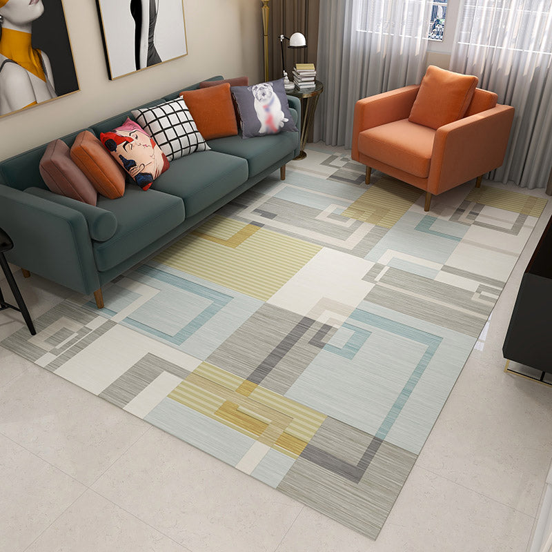 Stylish Modern Rug Geometric Pattern Polyester Area Rug Anti-Slip Easy Care Carpt for Living Room