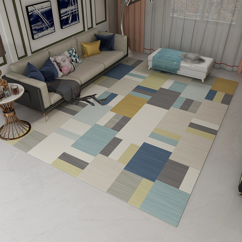Stylish Modern Rug Geometric Pattern Polyester Area Rug Anti-Slip Easy Care Carpt for Living Room
