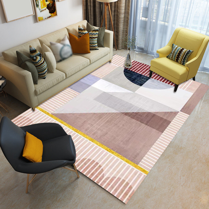 Gold Simplicity Rug Polyester Color Block Rug Washable Rug for Living Room