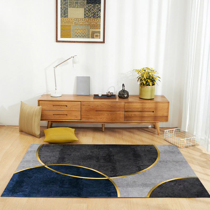 Gold Simplicity Rug Polyester Color Block Rug Washable Rug for Living Room