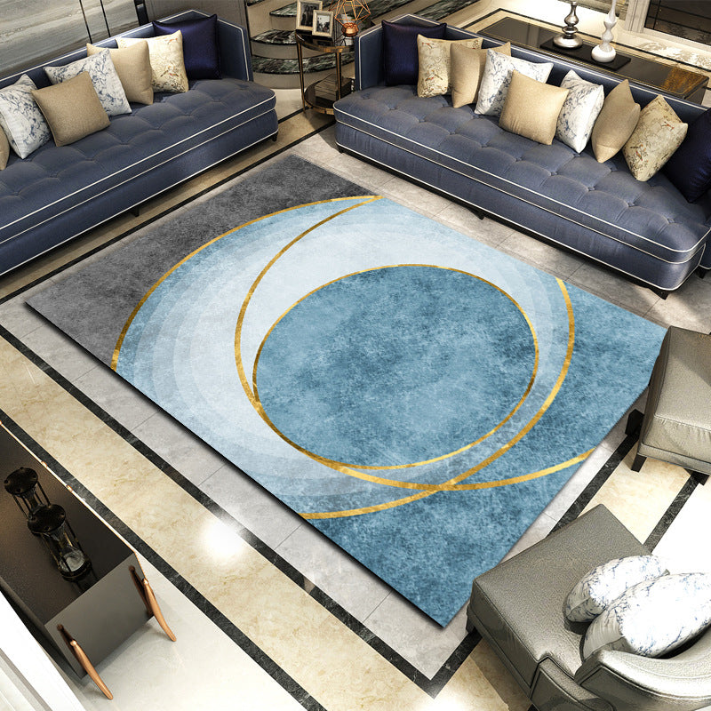 Grey Casual Indoor Rug Polyester Abstract Graphic Rug Non-Slip Backing Rug for Living Room