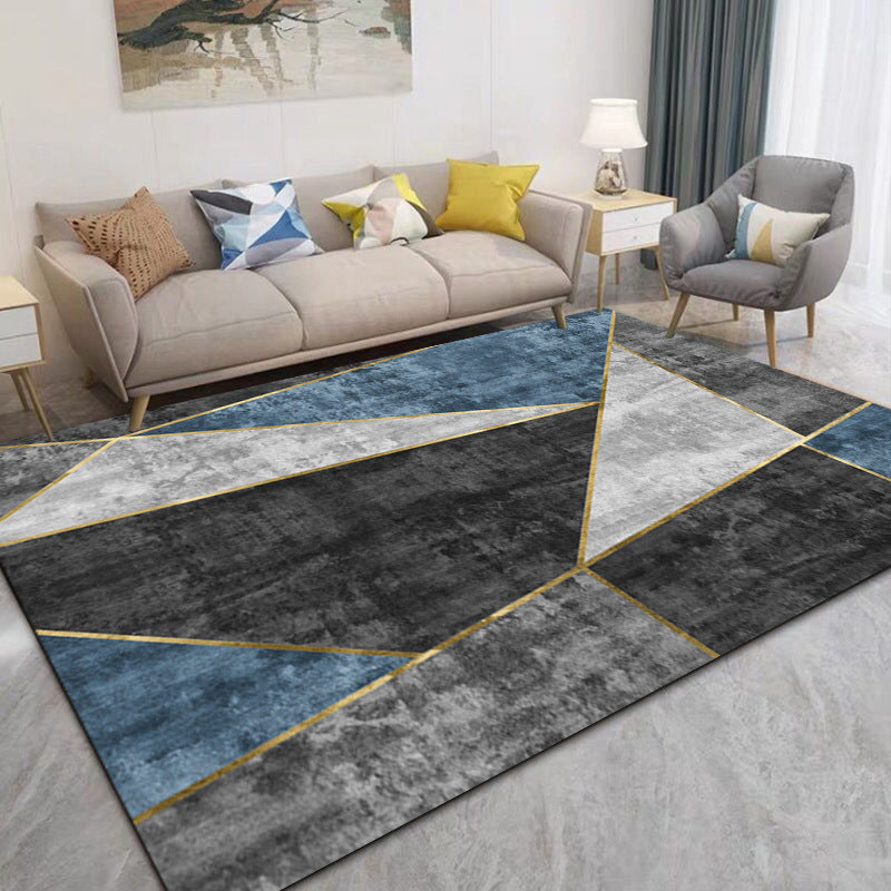 Grey Casual Indoor Rug Polyester Abstract Graphic Rug Non-Slip Backing Rug for Living Room