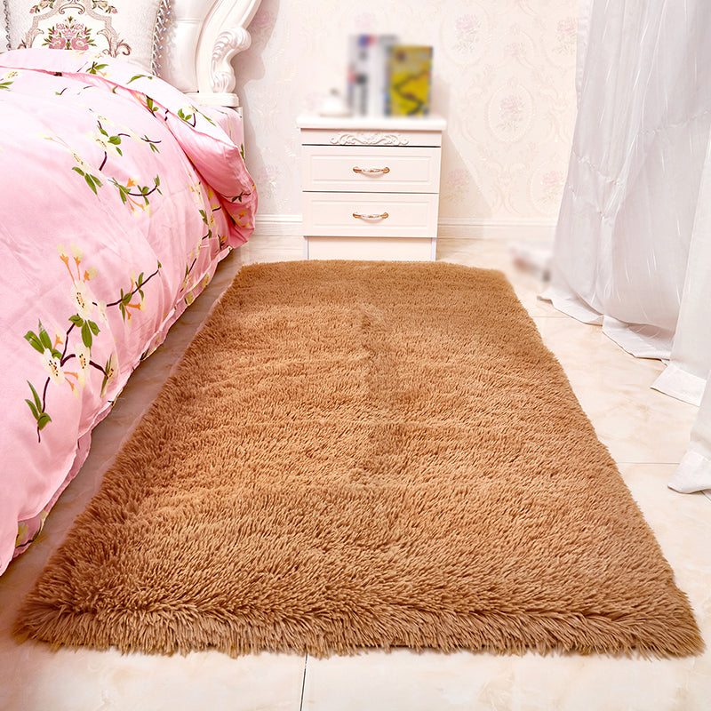 Calming Home Decoration Rug Solid Shag Carpet Polyester Pet Friendly Area Rug for Home Decoration