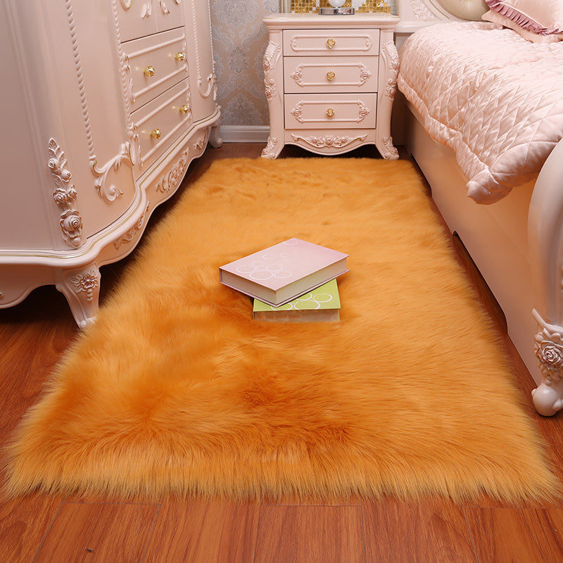 Relaxing Solid Shag Rug Polyester Area Rug Pet Friendly Indoor Carpet for Home Decoration