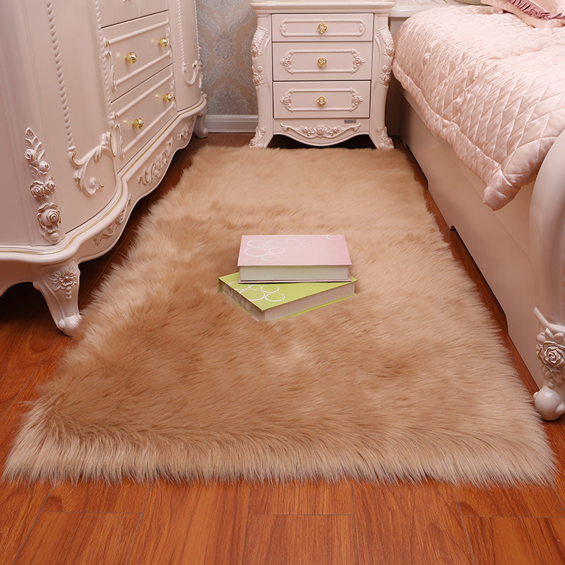 Relaxing Solid Shag Rug Polyester Area Rug Pet Friendly Indoor Carpet for Home Decoration