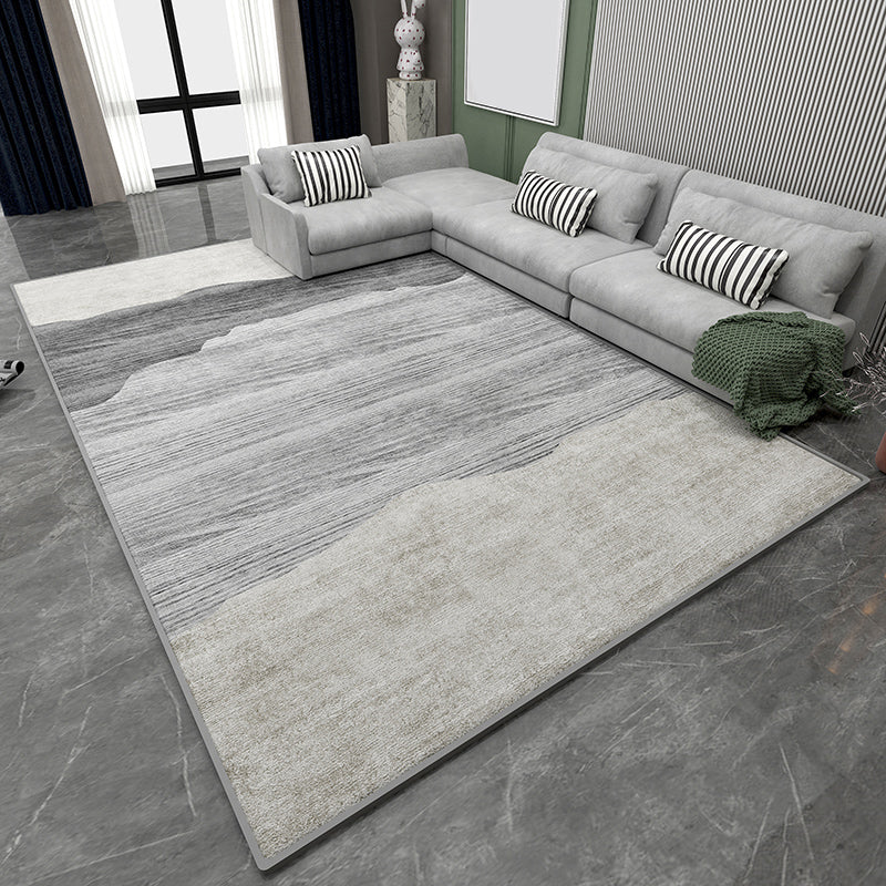 Grey Geometric Print Rug Modern Polyester Area Rug Stain Resistant Carpet for Home Decor